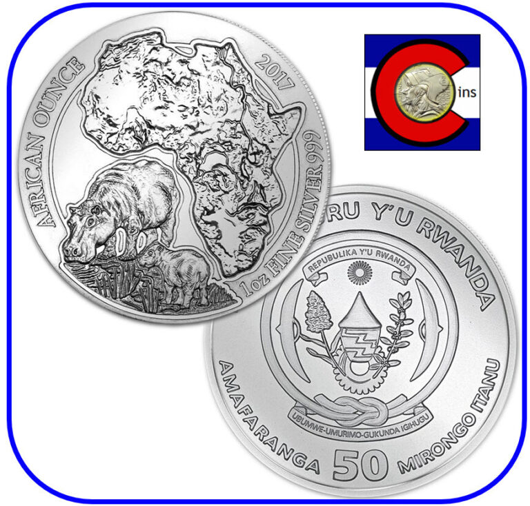 Read more about the article 2017 Rwanda African Hippo 1 oz Silver Coin in original mint sealed pack