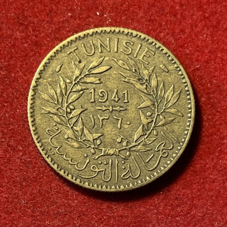 Read more about the article Tunisia 2 Francs 1941 Aluminum-Bronze Coin KM#248 T6850