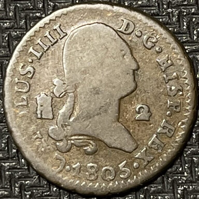 Read more about the article 1805 Spain 2 Maravedis Copper Coin  Charles IV  KM#426 FREE U.S. SHIPPING