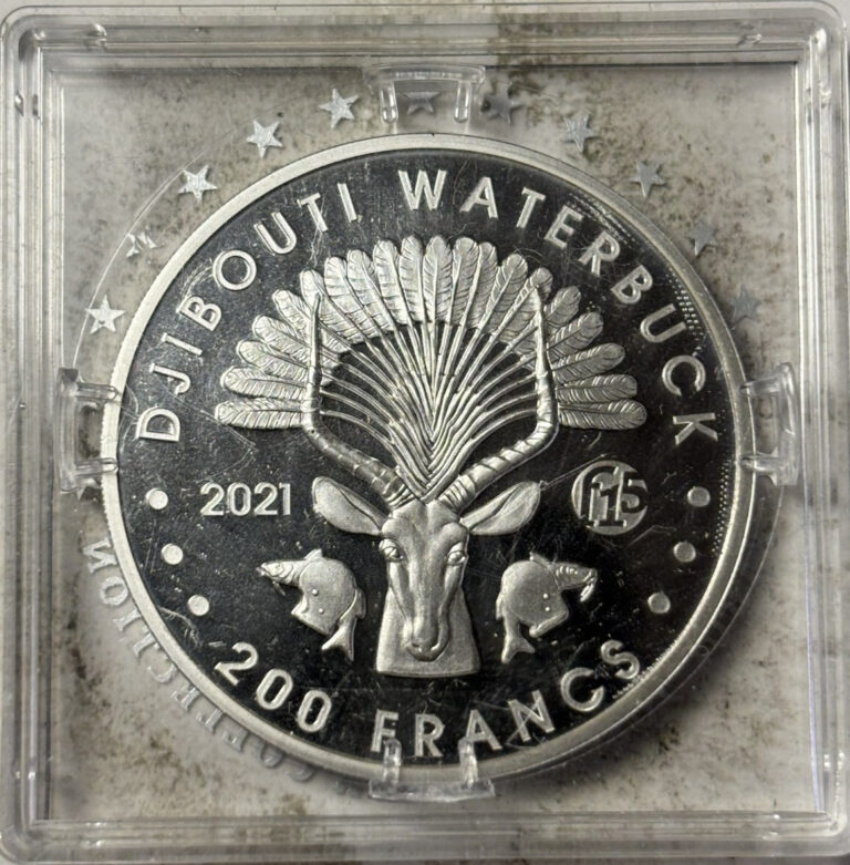 Read more about the article 2021 Djibouti 200 Francs Waterbuck Fabulous 15 Privy Silver Coin