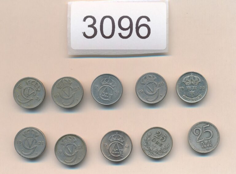 Read more about the article SWEDEN – 25 ORE – LOT OF 10 COINS WITH SILVER – #3096 – A BUY