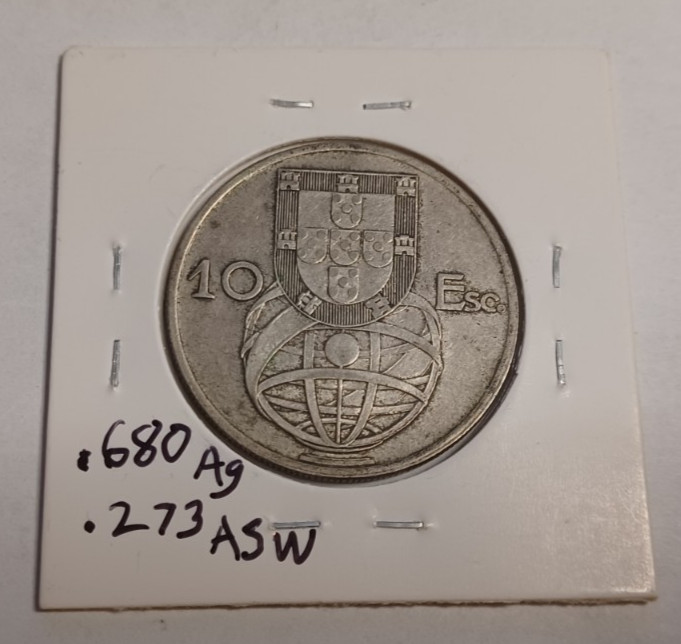 Read more about the article 1954 Portugal 10 Escudos .680 Silver Coin