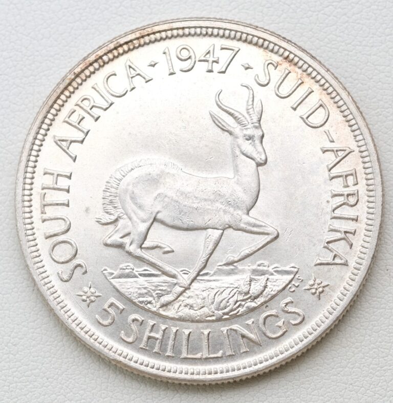 Read more about the article 1947 South Africa Silver 5 Shillings King George VI Uncirculated Coin /M5