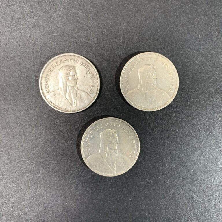 Read more about the article Switzerland – Three Silver 5 Franc coins – 1932  1933  1937 -CIRCULATED-