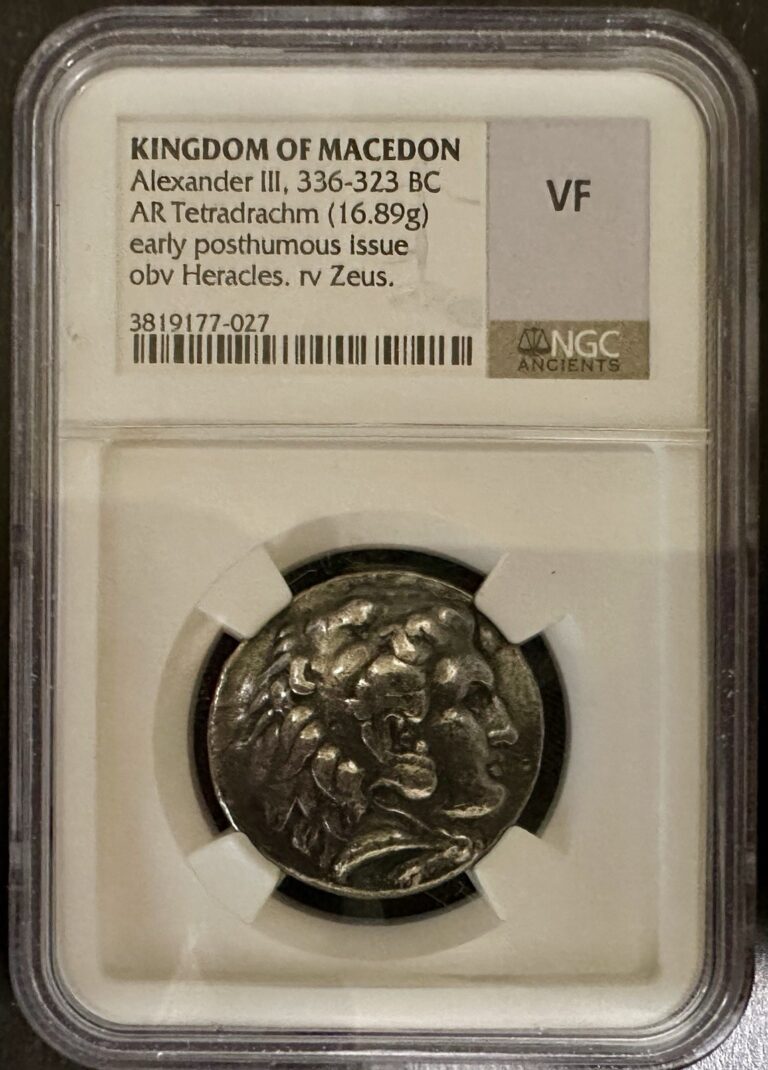 Read more about the article TetraDrachm Alexander the Great III 336-323 BC Silver Macedon NGC VF