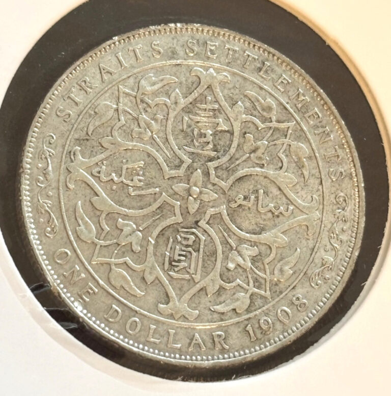 Read more about the article Silver Straits Settlements 1908 $1 One Dollar Edward VII World Crown Size Coin