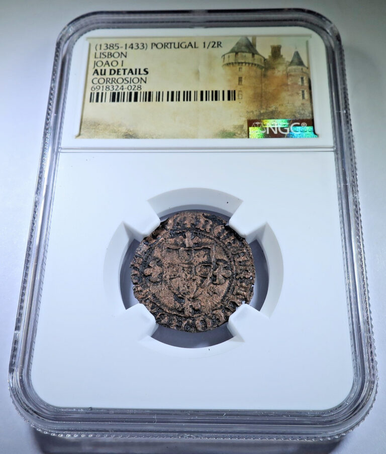 Read more about the article NGC AU 1385-1433 Portugal 1/2 Real Genuine Antique 1300’s-1400’s Joao I Cob Coin