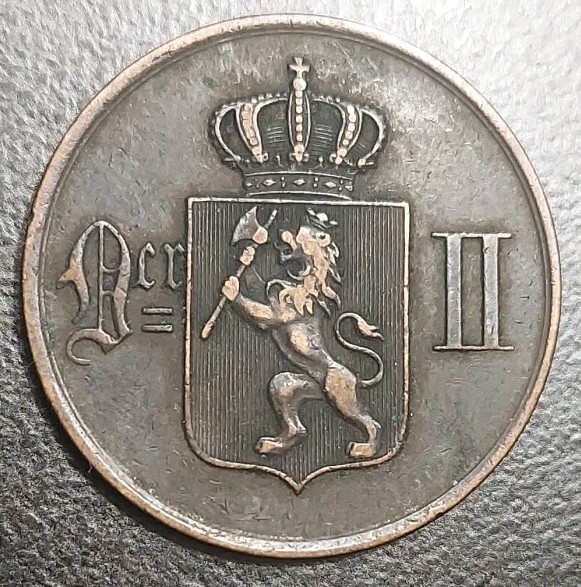 Read more about the article 1902 Norway 5 Ore Old Bronze Coin Oscar II 27 mm KM 349