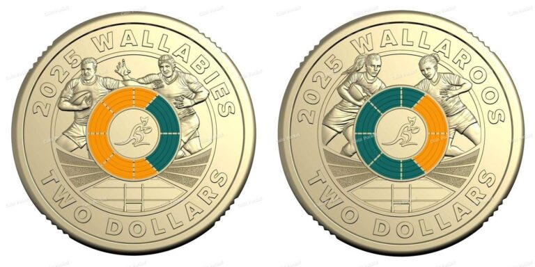 Read more about the article Set of 2 Wallabies Wallaroos Rugby Coins $2 Two Dollar Wallabys Australia – aUNC