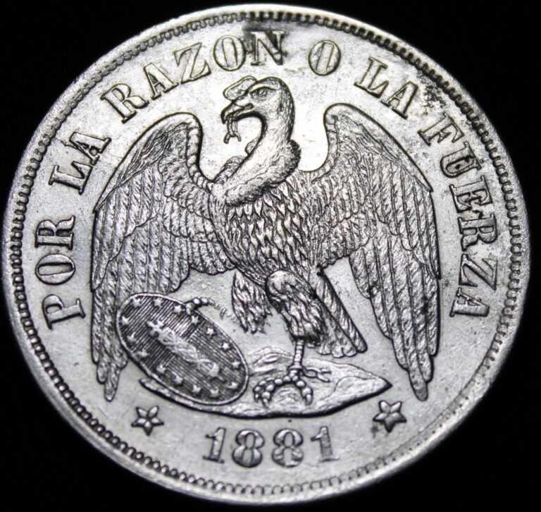 Read more about the article Chile  1881  Un Peso Silver  725-1057