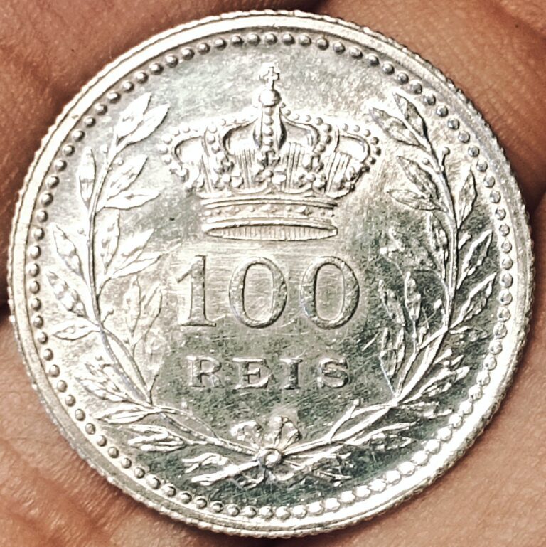 Read more about the article Portugal 100 reis 1910 coin (D. Manuel II; SILVER! aUNC!)