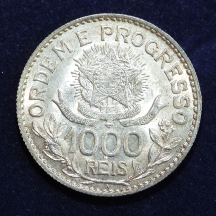 Read more about the article 1913 Brazil 1000 Reis Silver Coin KM# 510