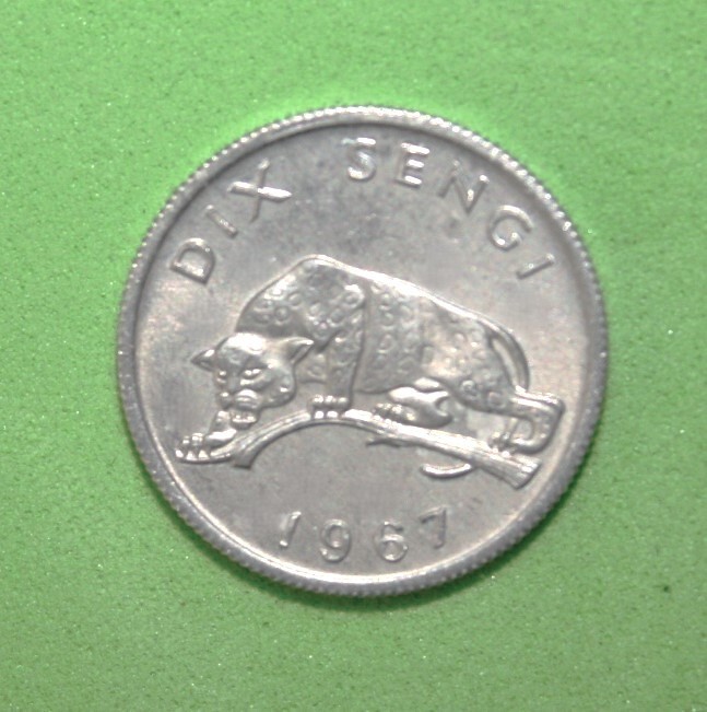 Read more about the article S7 – DR Congo 10 Cents 1967 Brilliant Uncirculated Aluminum Coin *** Leopard