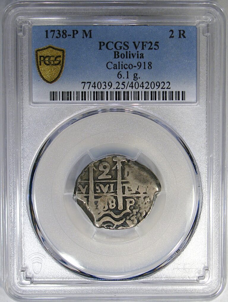 Read more about the article 1738-P BOLIVIA COB 2 REAL PCGS VF25 ~ EXCEPTIONAL ORIGINAL SURFACES!