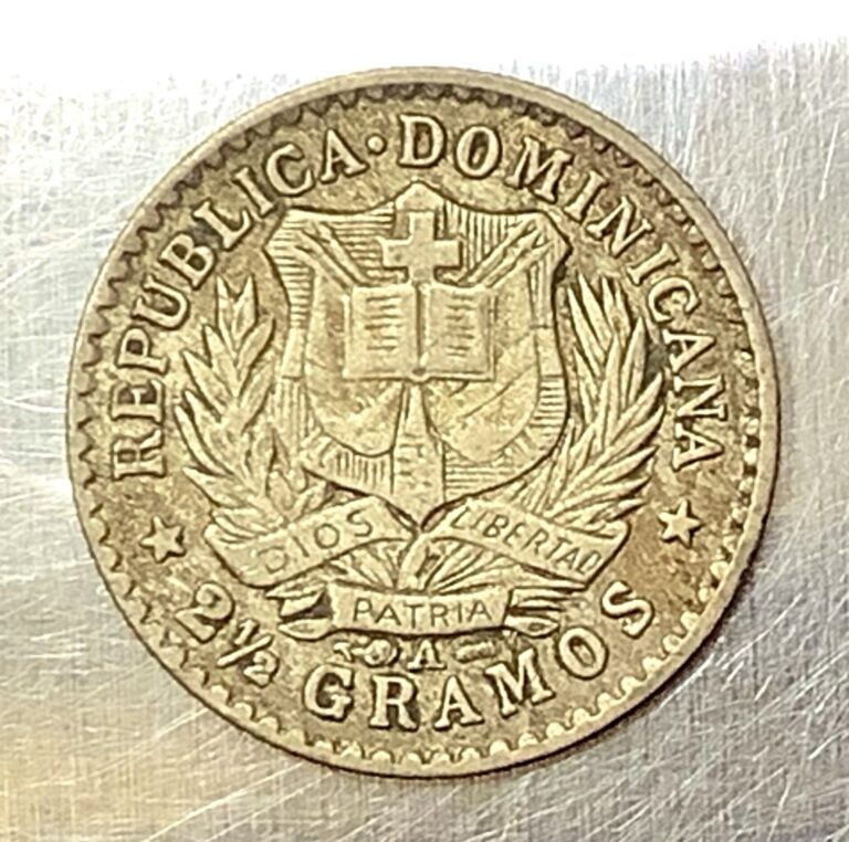 Read more about the article 1897 Dominican Republic Silver 10 Centavos VF KM 13  0.35 Fine  0.02 Troy Oz
