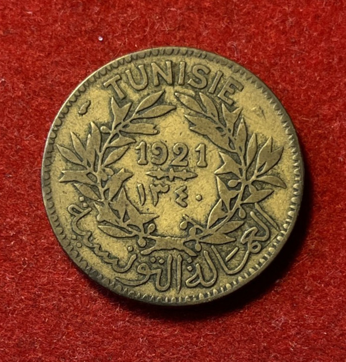 Read more about the article Tunisia 2 Francs 1921 Aluminum-Bronze Coin KM#248 T6849