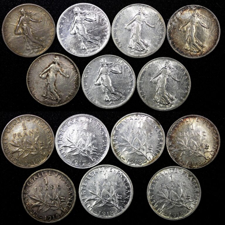 Read more about the article FRANCE  Silver  1917-1918 1 Franc XF-UNC KM# 844.1  RANDOM PICK (1 Coin)  (558)