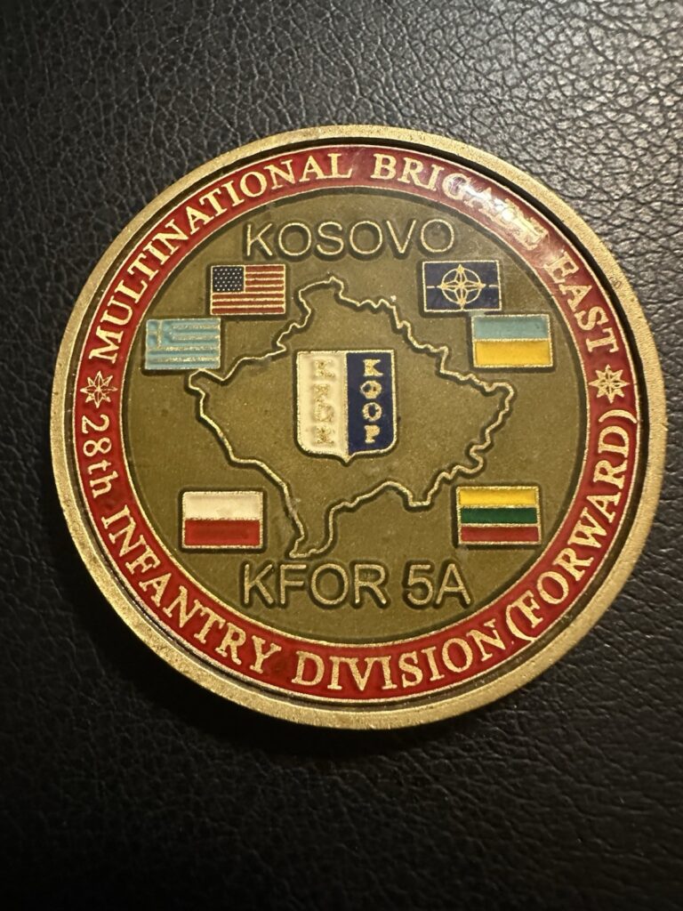 Read more about the article Military Challenge Coin Kosovo Multinational Brigade East 28th Infantry Forward