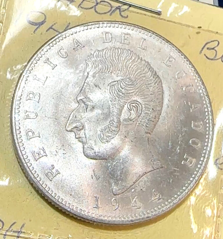 Read more about the article 1944 Ecuador 5 Sucres Nice Original Very Choice BU Crown KM-79 CHRC