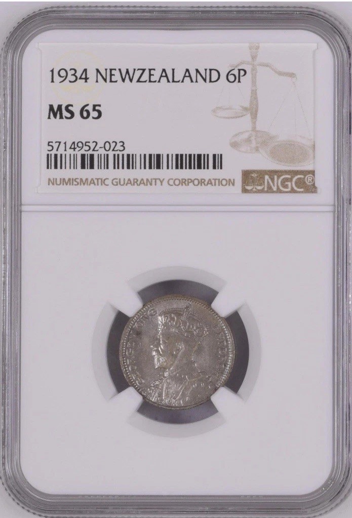 Read more about the article 1934 New Zealand 6P Coin MS 65 NGC Graded
