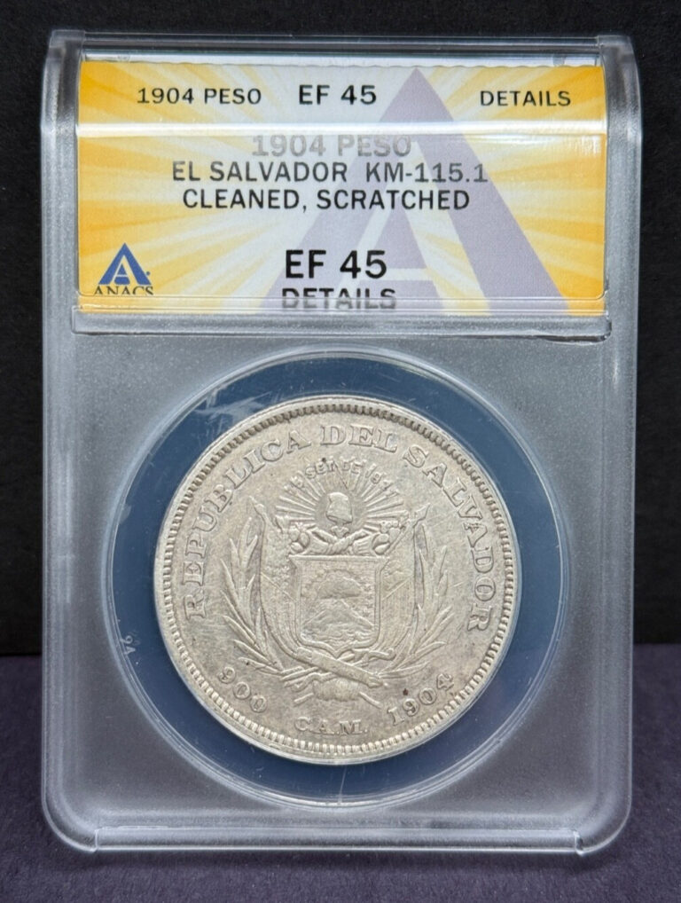 Read more about the article El Salvador – 1 Peso – 1904 ANACS EF 45 Details