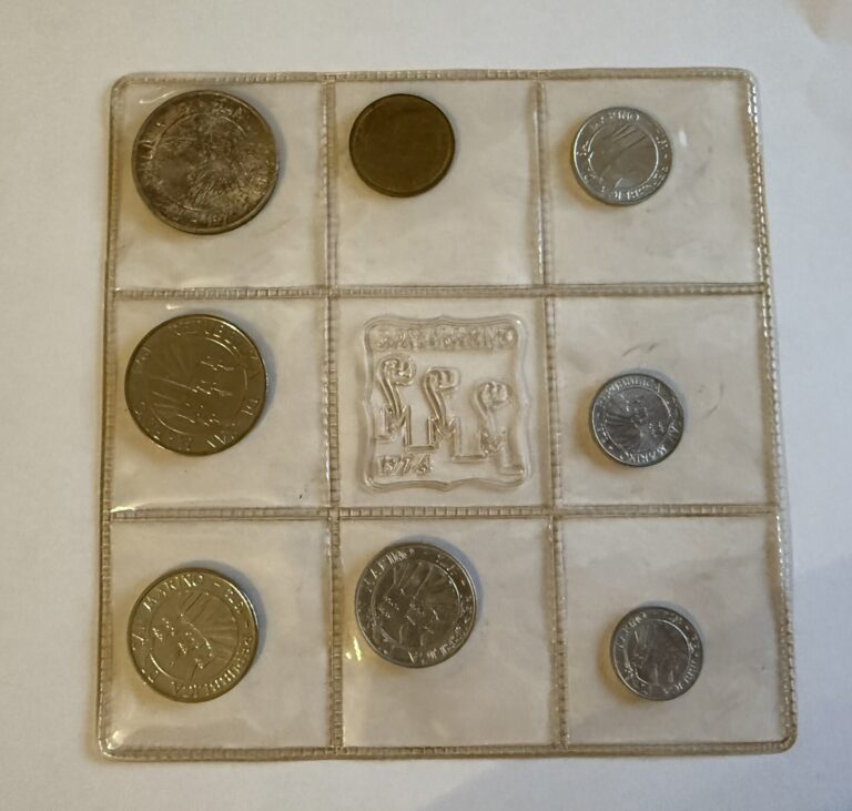 Read more about the article 1974 San Marino Set of 8 Coins Italy Uncirculated in Sealed Plastic Silver 500 L