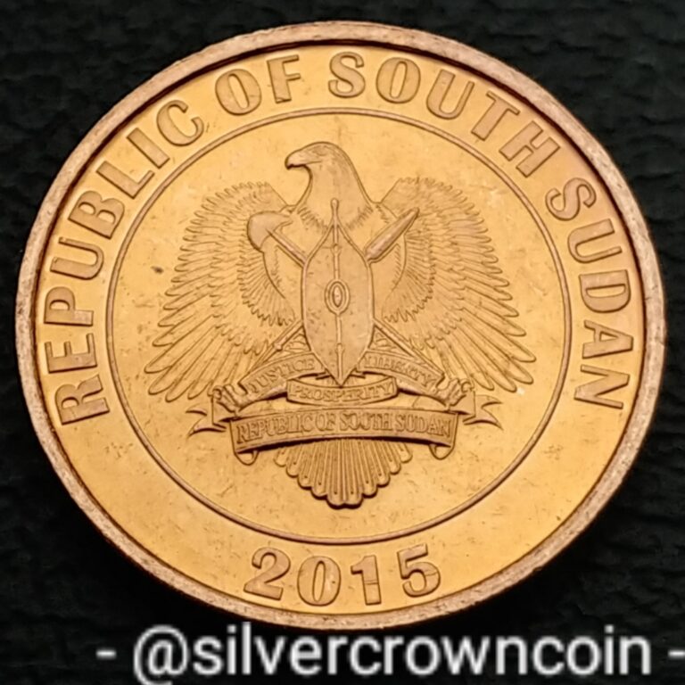 Read more about the article Sudan South 🇸🇸 10 Piastres 2015 KM#1. Ten Cents coin. Eagle. Oil Drilling Rig.