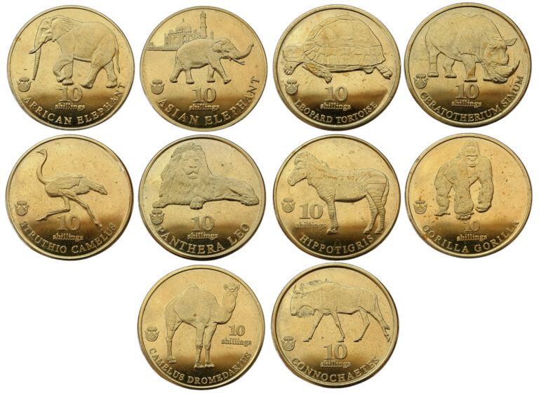 Read more about the article BIAFRA NIGERIA – SET OF 10 COINS 10 × 10 SHILLINGS 2017–2022 – ANIMALS 32 mm UNC