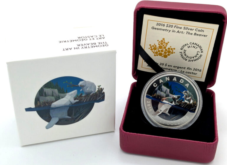 Read more about the article 2016 Canada RCM $20 Geometry in Art: Beaver Pure Silver .9999 Proof Coin in OGP