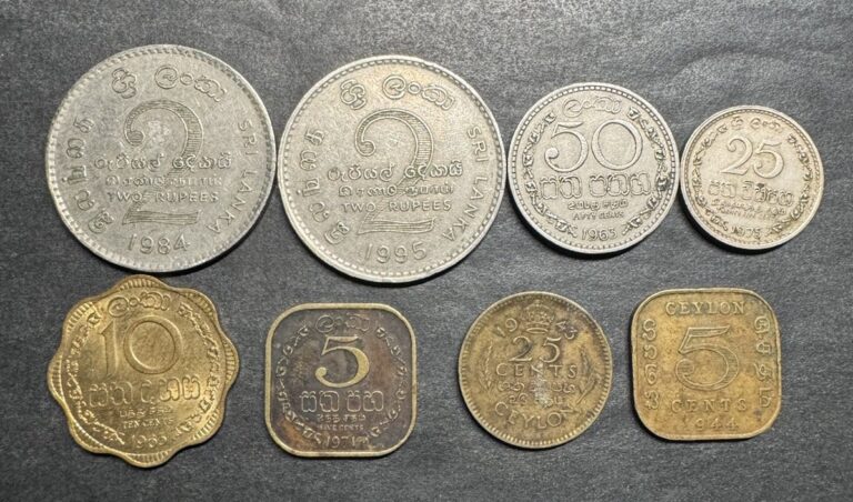 Read more about the article Ceylon Sri Lanka Collection Lot Of 8 Different Coins Variety Uncommon World WW2