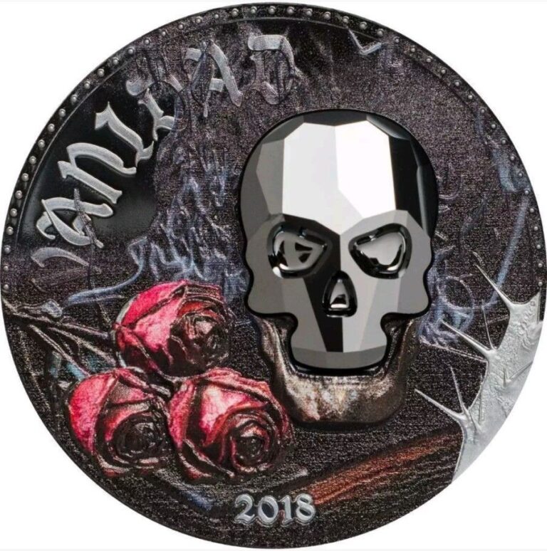Read more about the article 2018 Equatorial Guinea 1000 Francos  Crystal Skull Vanity 1 oz Proof Silver Coin