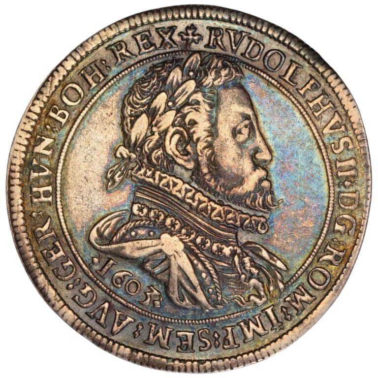 Read more about the article PCGS AU50 Austria 1603 Emperor Rudolph II Thaler Taler Toned Silver DAV-3005