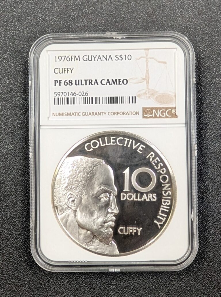 Read more about the article 1976 PF 68 ULTRA CAMEO Guyana $10 “Cuffy” Collective Responsibility ~RARE~