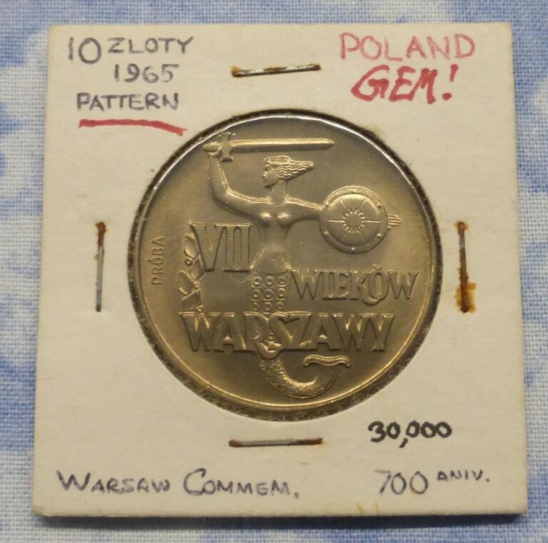 Read more about the article 1965 Poland 10-Zlotys Coin  700th Anniversary of Warsaw  Mermaid  White Eagle