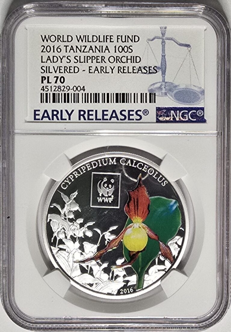 Read more about the article 2016 Silver Plated Tanzania 100s Colorized Lady Slipper Oorchid NGC PL70 Coin