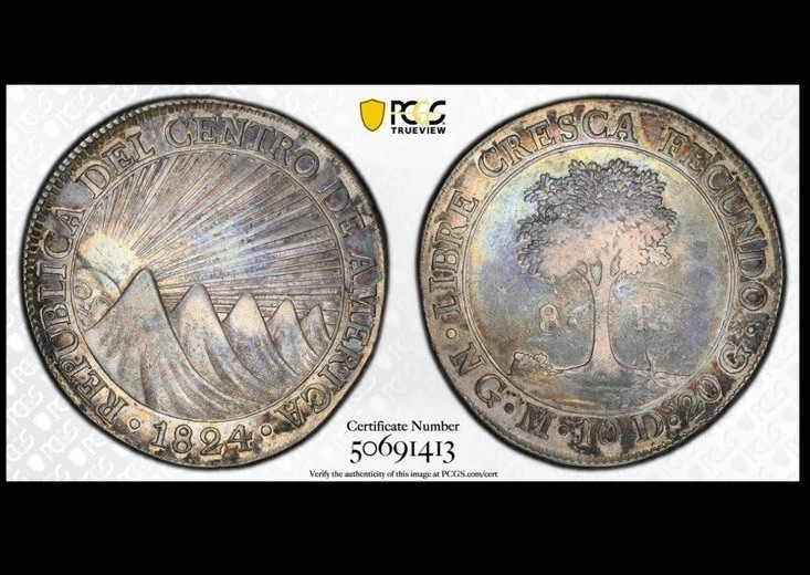 Read more about the article 1824 Guatemala Central American Republic 8 Reales Coin NG Mint PCGS AU50 Toner