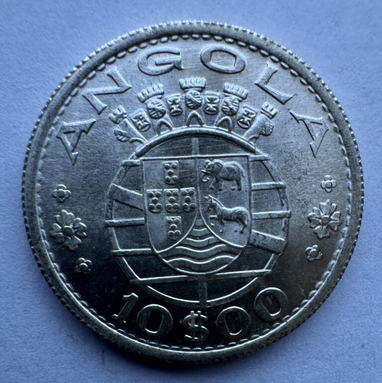 Read more about the article 1955 ANGOLA PORTUGUESE COLONY  10 ESCUDOS SILVER UNCIRCULATED