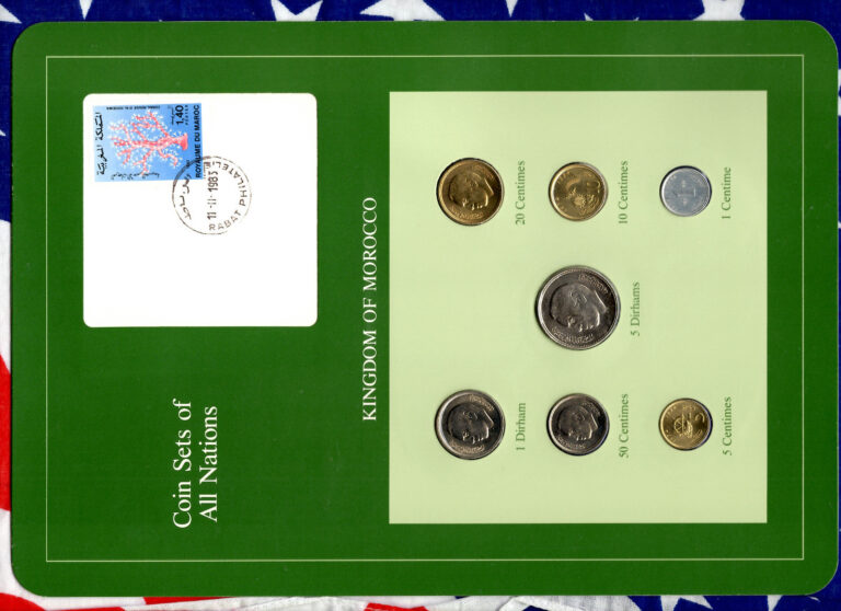 Read more about the article Coin Sets of All Nations Morocco UNC wcard 50 20 10 Santimat 1974 5 Dirhams 1980