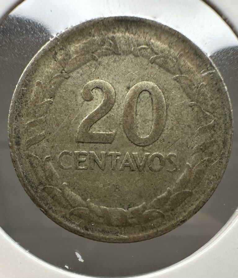 Read more about the article 1945 B Colombia Silver 20 Centavos Bogota RARE SCARCE TYPE KEY DATE