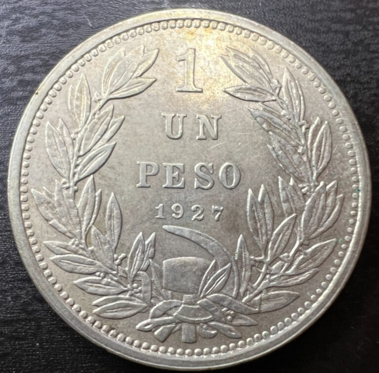 Read more about the article 1927 Thin 1 Chile One Peso .500 Silver Coin VF Nice