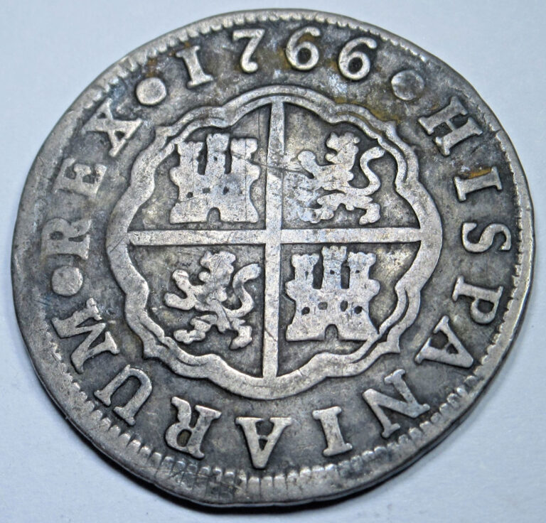 Read more about the article 1766 Spanish Silver 2 Reales Genuine 1700’s Colonial Cross Pirate Treasure Coin