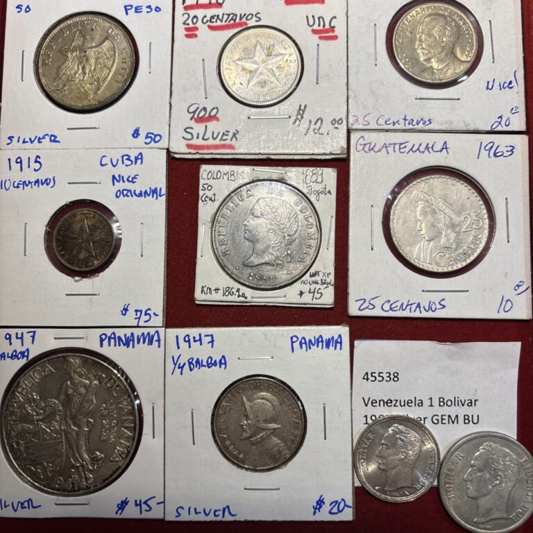 Read more about the article South America Silver Coin Lot(10) Good Mix Interesting Group Free Shipping