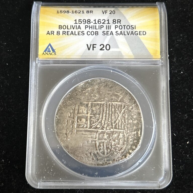 Read more about the article SASA 1598-1621 Potosi Bolivia Silver 8 Reales Anacs Vf20 Sea Salvage Atocha?