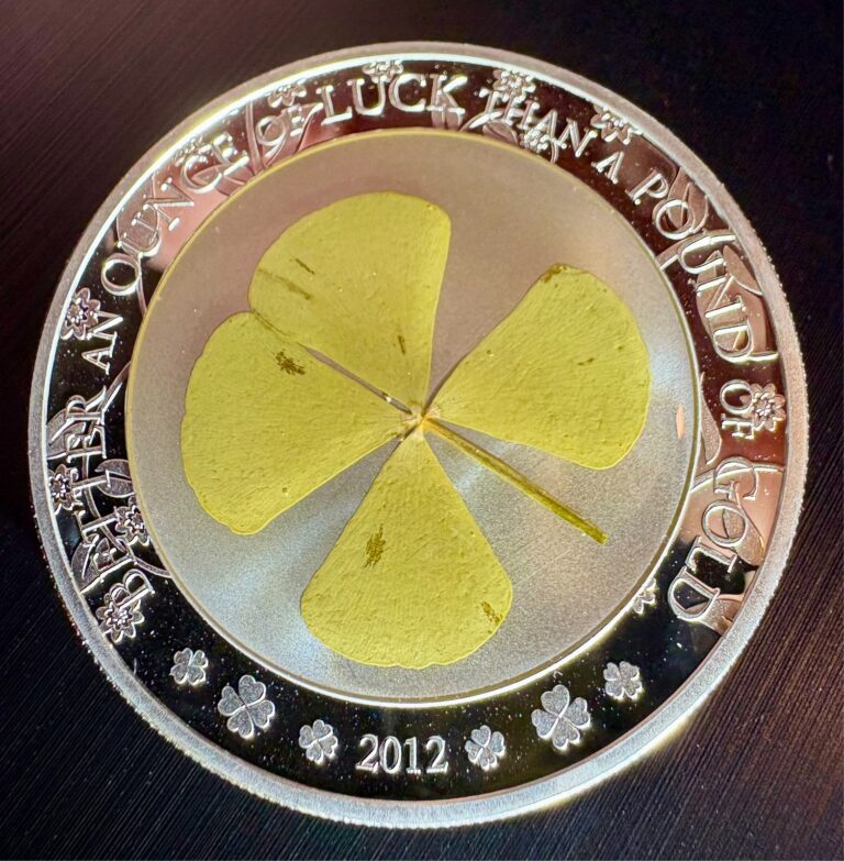 Read more about the article SCARCE 2012 STERLING PROOF PALAU $5 SILVER FOUR LEAF CLOVER