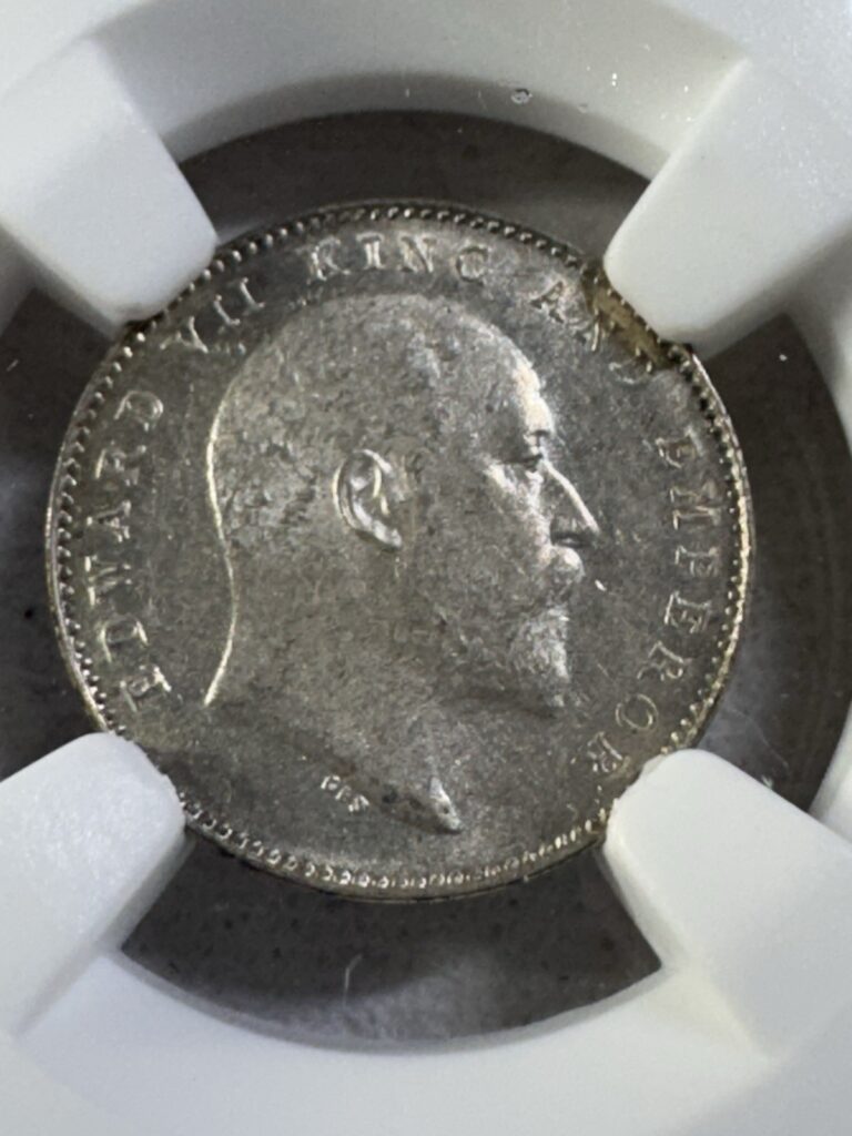Read more about the article 1904 (c) India 2 Annas Silver Coin Graded MS 63 by NGC