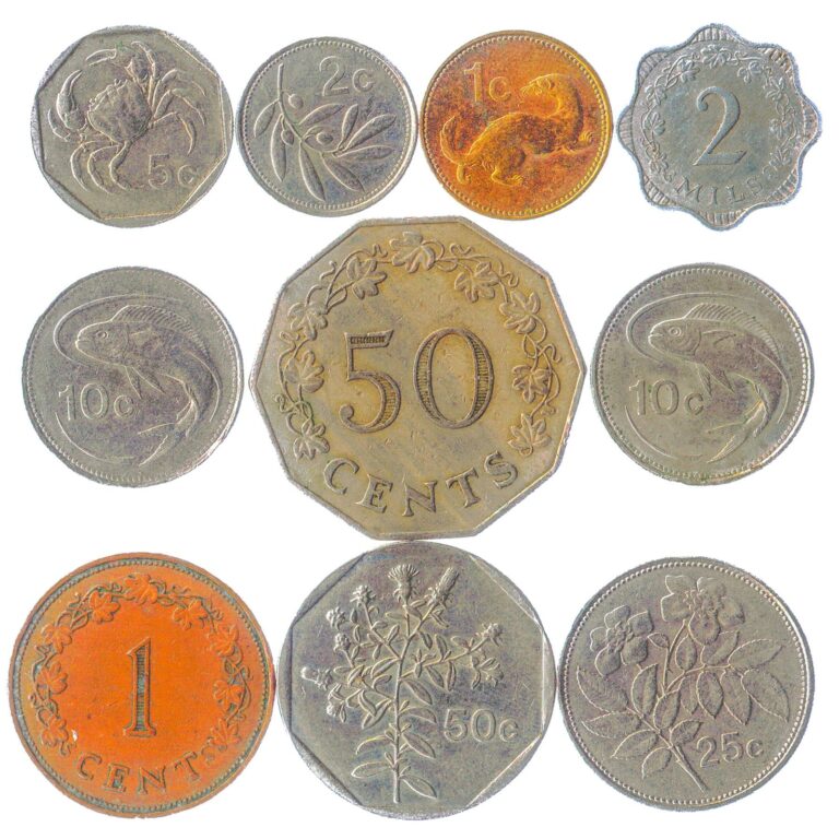 Read more about the article 10 DIFFERENT MALTESE COINS. MONEY FROM MALTA. OLD CURRENCY: CENTS MILS  OR LIRA