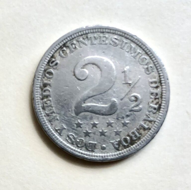 Read more about the article 1907 Panama 🇵🇦 2 1/2 Centesimos  Decimal Coinage  Copper-Nickel  S236
