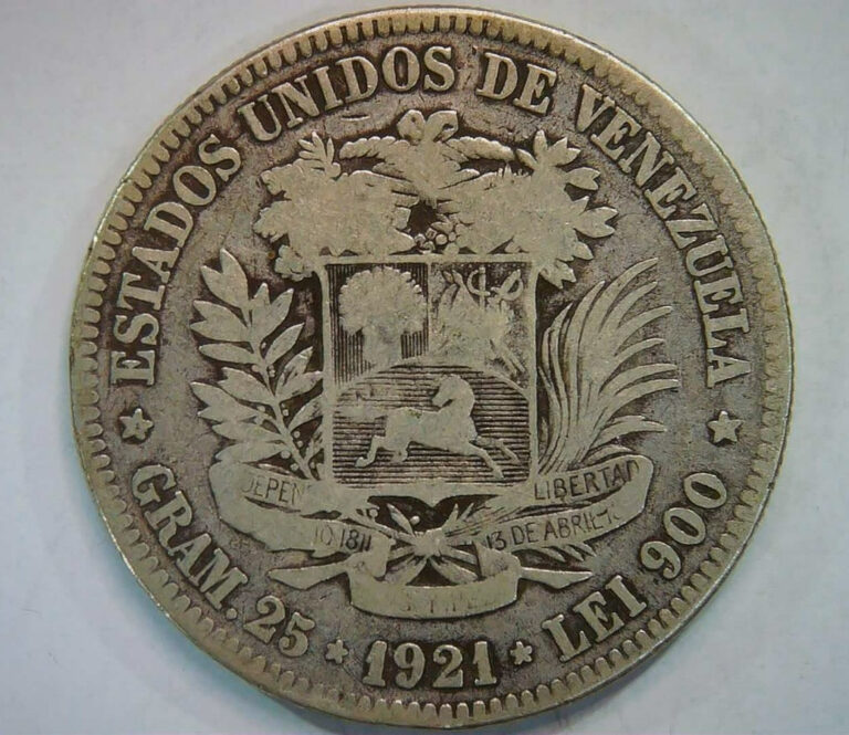 Read more about the article 1921—1 Bolivar—Venezuela—Silver  Foreign  Coin  Large