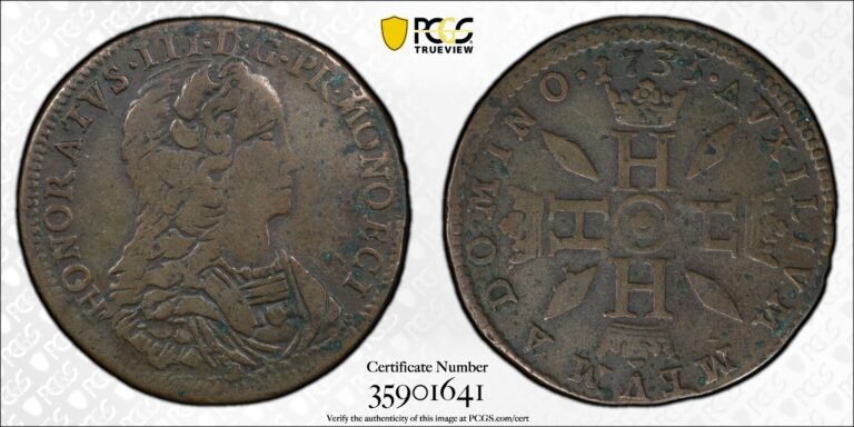 Read more about the article *** PCGS *** MONACO *** 3 SOLS *** 1735 *** VF25 *** CV ~ $750 *** RARE *** n6