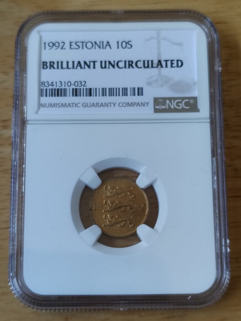 Read more about the article 1992 Estonia 10 Senti Coin w/ Lions Graded Brilliant Uncirculated By NGC Grading
